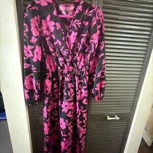 SHEIN Black and Pink Floral Maxi Dress